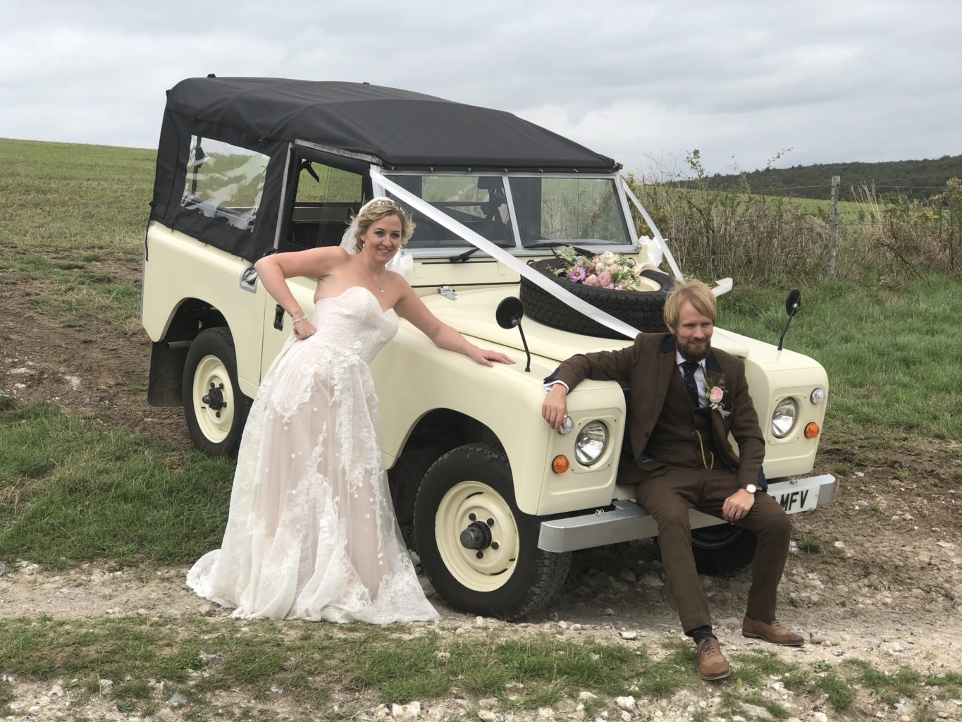 A Wedding Car and couple in Chichester